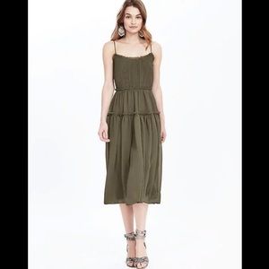 Banana Republic Olive Tiered Midi Dress